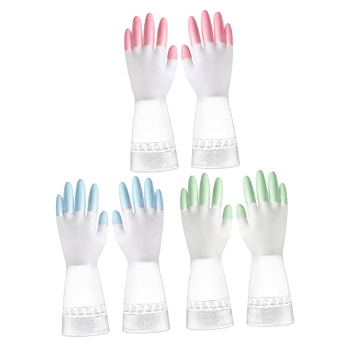 HAMPPLIES 3 Paare Wasserdichte Anti-Rutsch-Handschuhe latexhandschuhe Reinigungshandschuhe wiederverwendbar Handschuhe zum Waschen von Geschirr spülmaschinenhandschuhe von HAMPPLIES