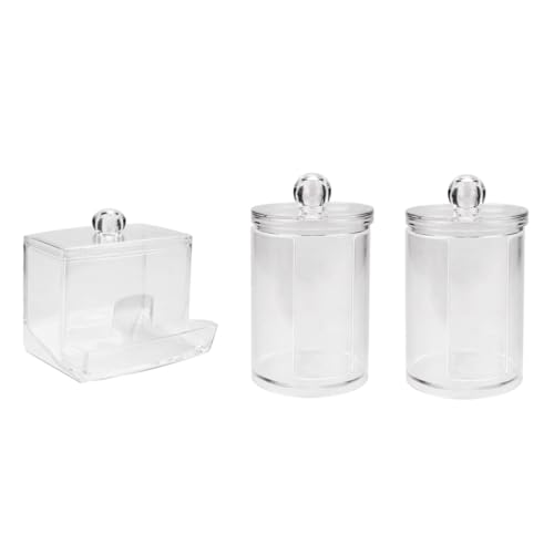 HAMPPLIES 3 Stück Runde Transparente Wattestäbchen Aufbewahrungsboxen aus Robustem Praktische Badezimmer Organizer zur Sauberen Lagerung von Wattepads und Kosmetik Stapelbar und Vielseitig HAMPPLIES 3 Stück Runde Transparente Wattestäbchen Aufbewahrungsboxen aus Robustem Praktische Badezimmer Organizer zur Sauberen Lagerung von Wattepads und Kosmetik Stapelbar und Vielseitig von HAMPPLIES