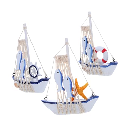 HAMPPLIES 3 Stück Teiliges Mediterranes Holz Segelboot Modell Vintage Deko mit Rettungsring und Seestern Rustikale Miniatur Schiff Figurine für Büro und Regalgestaltung HAMPPLIES 3 Stück Teiliges Mediterranes Holz Segelboot Modell Vintage Deko mit Rettungsring und Seestern Rustikale Miniatur Schiff Figurine für Büro und Regalgestaltung von HAMPPLIES