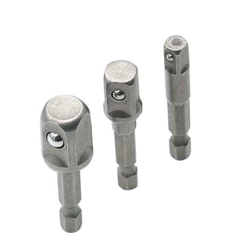 HAMPPLIES 3 Stück Teiliges Set Sechskantschaft Stecknuss Adapter Verlängerung aus Robustem Stahl Schnelle Größenwechsel für Akkuschrauber und Bohrmaschinen Langlebig und Einfach zu von HAMPPLIES