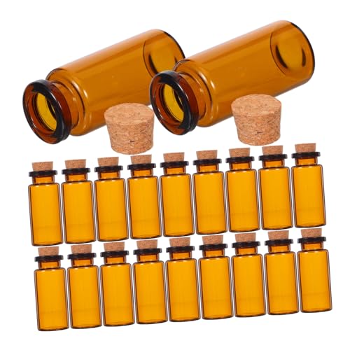 HAMPPLIES 30 Stück Braune Glasfläschchen mit Korkverschluss Dicht Verschließbare Mini Apothekerflaschen für DIY Botschaften Kräuter Öle und Hochzeitsgeschenke Handgefertigte Vintage Flaschen von HAMPPLIES