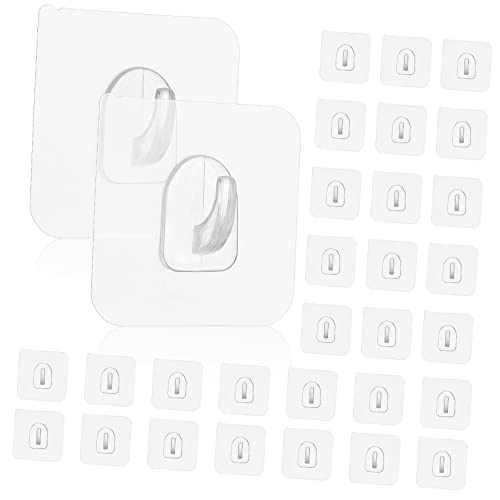 HAMPPLIES 30 Stück Selbstklebende Wandhaken Transparent Wiederverwendbare Haken für Küche Badezimmer Wohnzimmer und Schlafzimmer Kein Bohren Einfache Installation Flexibel Einsetzbar von HAMPPLIES