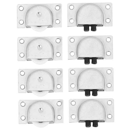 HAMPPLIES 4 Paare Edelstahl Schiebetürrollen Geräuscharm Verschleißfest Türrollen Ersatz für Kleiderschrank Schrank Schiebetür Möbel Zubehör Robuste Pulley für Glatte Zufällige Farbe von HAMPPLIES