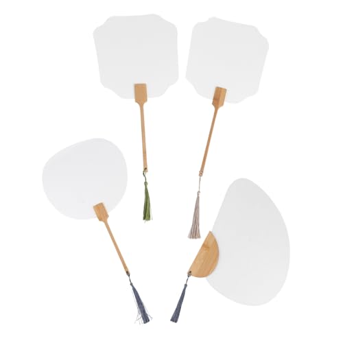 HAMPPLIES 4 Stück Handgemachter DIY Fächer Klassischer Faltbarer Handfächer mit Leerem Design zum Bemalen und Basteln Kreative Geschenkidee für und Familien Langlebiges Material Weiß von HAMPPLIES