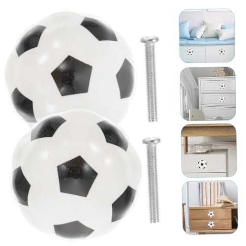 HAMPPLIES 4 Stück Keramik Möbelgriff Fußballform Runde Schubladenknöpfe Robuste Dekorative Griffe für Küchenschränke Kommoden Schuhschränke und Kleiderschränke von HAMPPLIES