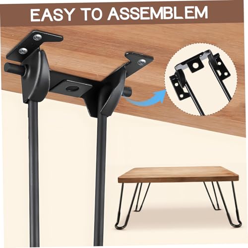 HAMPPLIES 4 Stück Klappbare Metall Tischbeine Stabile Eisenmöbelfüße mit Höhe Faltbare Tischbeine für Bett Schreibtisch Sofa Schwarz Robuste und Verschleißfeste Konstruktion von HAMPPLIES