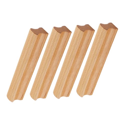HAMPPLIES 4 Stück Teiliges Massivholz Möbelgriffe mit Lochabstand Robuste Schrankgriffe für Kommode Küchenschränke und Kleiderschränke Einfache Montage Naturfarbene Holzgriffe von HAMPPLIES