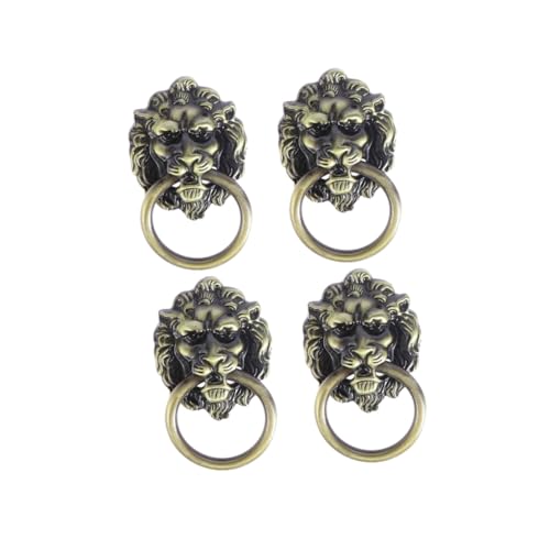 HAMPPLIES 4 Stück Teiliges Schrankgriff aus Zinklegierung Kleine Löwenkopf Griffknöpfe mit Ring Langlebig und Elegant für Küchenschränke Kommoden und Türen Geeignet von HAMPPLIES