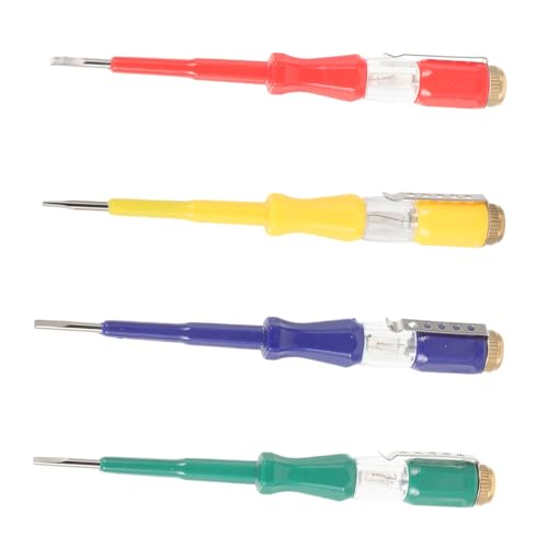 HAMPPLIES 4 Stück Teiliges Spannungsprüfer mit Messspitze und Schlitzschraubendreher Langlebiger Messingkappen Elektroprüfer Tragbar Sicher und Präzise für Elektrische Zufällige Farbe von HAMPPLIES