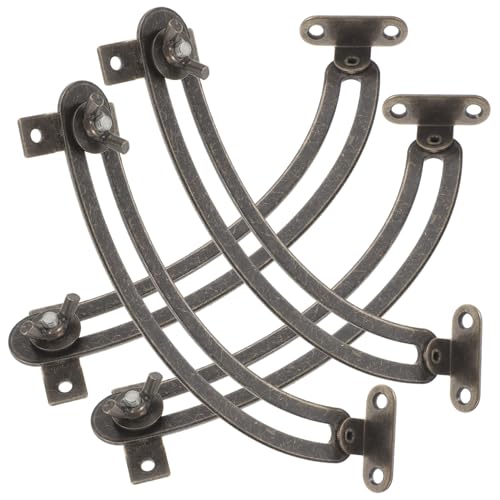 HAMPPLIES 4 Stück Teiliges Verstellbare Scharniere Soft Close Funktion für Küchenschränke Möbel Flache Klapptüren Links Rechts Montierbare Deckelstütze in Antikbronze von HAMPPLIES