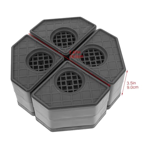 HAMPPLIES 4 Stück Teiliges Waschmaschinen Fußpolster Stoßdämpfende rutschfeste Vibrationsmatten Erhöhte Basis Vibrationsreduzierend Schützend für Böden und Möbel von HAMPPLIES