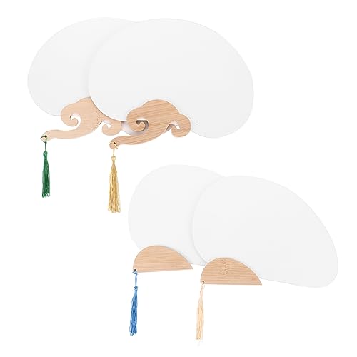HAMPPLIES 4stücke Teiliges Leerer Papierfächer Für Kalligraphie Und Kunstprojekte Sommerlicher Handventilator Mit Holzgriff Blanko-Design Für Kreative Gestaltung Für Partys Und von HAMPPLIES