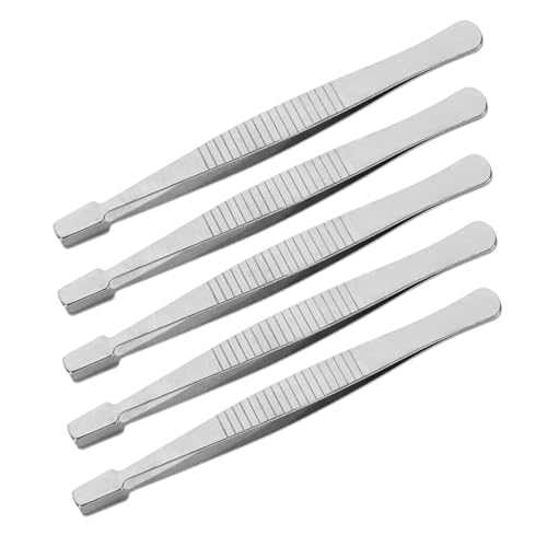HAMPPLIES 5 Stück Teiliges Edelstahl Pinzetten Spitze Flach für Basteln Scrapbooking Stempel Kosmetik Präzise Handhabung Multifunktional Leicht und Tragbar von HAMPPLIES