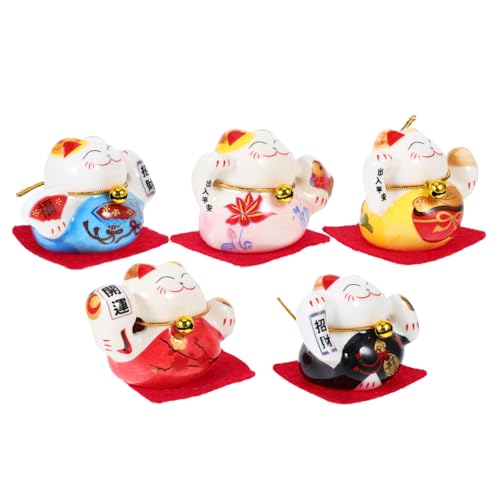 HAMPPLIES 5 Stück Teiliges Mini Keramik Glückskatzen Figuren Japanische Maneki Neko Deko für Schreibtisch Feng Shui Ornaments Reichtum und Glück Platzsparend für Büro und Zuhause HAMPPLIES 5 Stück Teiliges Mini Keramik Glückskatzen Figuren Japanische Maneki Neko Deko für Schreibtisch Feng Shui Ornaments Reichtum und Glück Platzsparend für Büro und Zuhause von HAMPPLIES