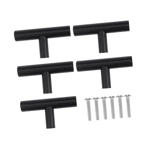 HAMPPLIES 5 Stück Teiliges Schrankgriffe aus Aluminium Matte Oberfläche Einloch Möbelknöpfe für Küchenschränke Modern Schwarz Vielseitig für Möbel und Heimdekor von HAMPPLIES