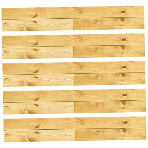 HAMPPLIES 5 Stück Teiliges Selbstklebende Holzmaserung Bodenfliesen Aufkleber PVC Abziehbar Zuschneidbar Wasserabweisend für Wohnräume Küche Bad Büro Einfache Anbringung ohne Rückstände von HAMPPLIES