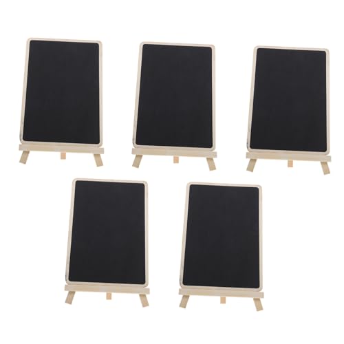HAMPPLIES 5 Stück Teiliges Vintage Holz Tisch kreidetafel Stehende Tafel mit Rustikalem Ständer Wiederbeschreibbare Tischdeko für Haushalt und Botschaften von HAMPPLIES