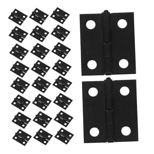 HAMPPLIES 50 Stück Teiliges Mini Schwarz Kleine Metall-scharniere für Holzboxen Schmuckkästen Puppenhäuser Vielseitige Diy-bastelbeschläge Einfache Montage ohne Werkzeug Retro-design von HAMPPLIES