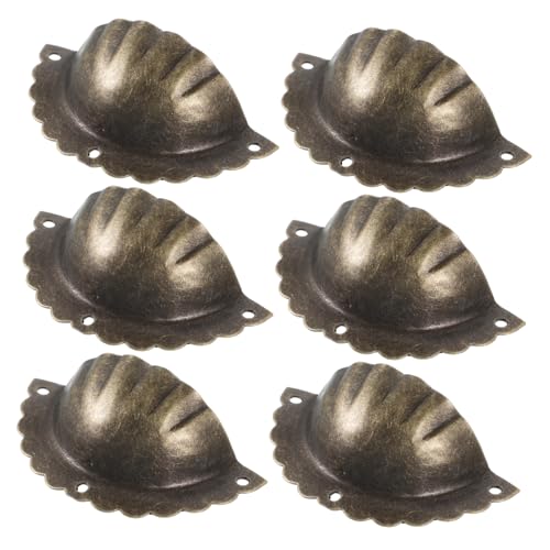 HAMPPLIES 6 Stck Vintage Muschel Halbkreis Schubladenknöpfe Dekorative Schrankgriffe aus Bronze Komfortable Möbelknöpfe für Kommode Schrank Schublade Antike Optik Vielseitig Einsetzbar von HAMPPLIES