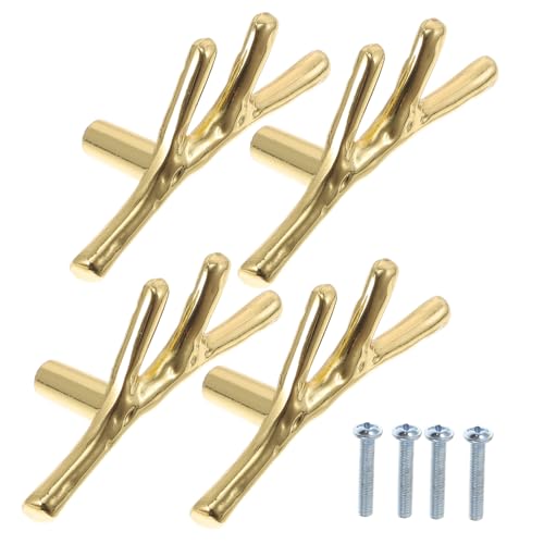 HAMPPLIES 6 Stück Teiliges Messinggriffe Schubladengriffe im Vintage stil Dekorative Astform Robuste Möbelgriffe für Schränke Kommoden Küchenschränke und Kleiderschränke Einlochmontage von HAMPPLIES
