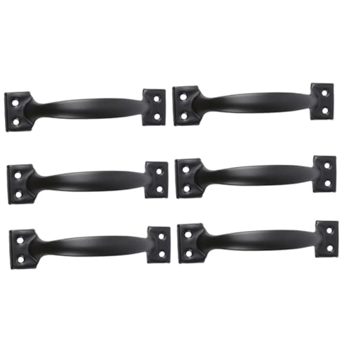 HAMPPLIES 6 Stück Teiliges Möbelgriffe Schwarz Vintage Türgriff aus Robustem Eisen Möbelbeschläge für Schränke Ersatz Griffe Vintage Stil Langlebig von HAMPPLIES