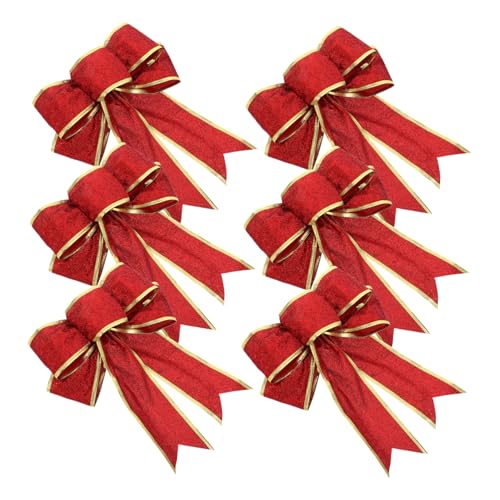 HAMPPLIES 6 Stück Teiliges Rote Weihnachtsdeko Schleifen mit Goldenen Glitzerkanten Langlebige DIY Party Weihnachtsbaumdekoration Elegante Schleifen für Feste und Geschenke HAMPPLIES 6 Stück Teiliges Rote Weihnachtsdeko Schleifen mit Goldenen Glitzerkanten Langlebige DIY Party Weihnachtsbaumdekoration Elegante Schleifen für Feste und Geschenke von HAMPPLIES