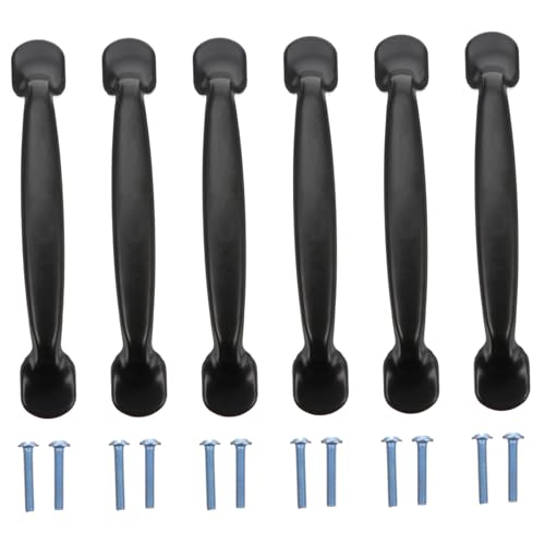 HAMPPLIES 6 Stück Teiliges Schwarze Schrankgriffe aus Langlebiger Legierung Mattes Finish Vintage design Lochabstand Praktische Möbelgriffe für Küchenschränke von HAMPPLIES