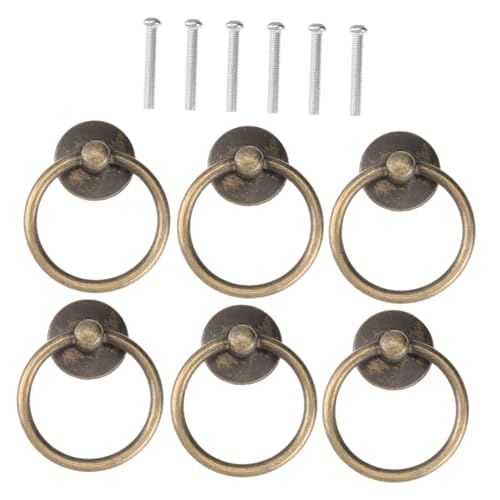 HAMPPLIES 6 Stück Teiliges Schwarzer Single Bore Türgriff aus Zinklegierung und Eisen Runder Ringzuggriff für Schrank Schublade Kommode Kleiderschrank Retro Design Einfach zu Montieren HAMPPLIES 6 Stück Teiliges Schwarzer Single Bore Türgriff aus Zinklegierung und Eisen Runder Ringzuggriff für Schrank Schublade Kommode Kleiderschrank Retro Design Einfach zu Montieren von HAMPPLIES