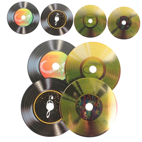 HAMPPLIES 8 Stück Teiliges Retro Schallplatten Wandtattoo Vintage Vinyl Aufkleber Musik Party Dekoration für Bar Schlafzimmer Wandgestaltung von HAMPPLIES