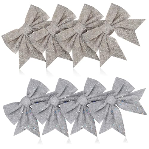 HAMPPLIES 8 Stück Teiliges Weihnachtsbaum Schleifen in Glitzer und Silber Dekorative Christbaumschmuck Bögen für Weihnachtskranz Tür Fenster und Partydekoration HAMPPLIES 8 Stück Teiliges Weihnachtsbaum Schleifen in Glitzer und Silber Dekorative Christbaumschmuck Bögen für Weihnachtskranz Tür Fenster und Partydekoration von HAMPPLIES