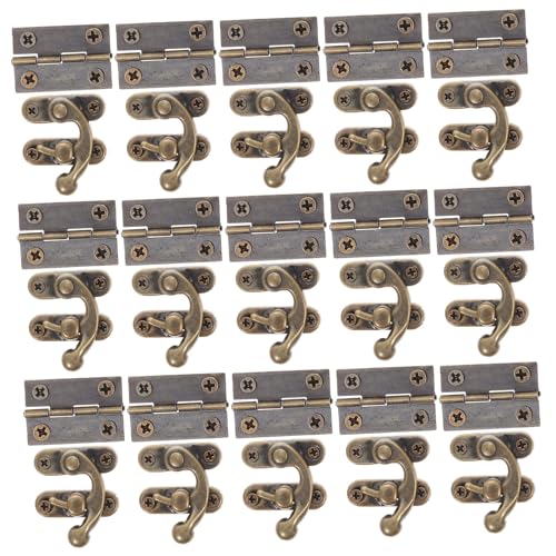 HAMPPLIES Antike Kistenverschlüsse Teilig mit Holzbox Scharnieren und Riegelhaken Retro Metallhaspe und Klappscharnier Ersatzteile für Schmuck und Aufbewahrungsboxen Inklusive Schrauben von HAMPPLIES