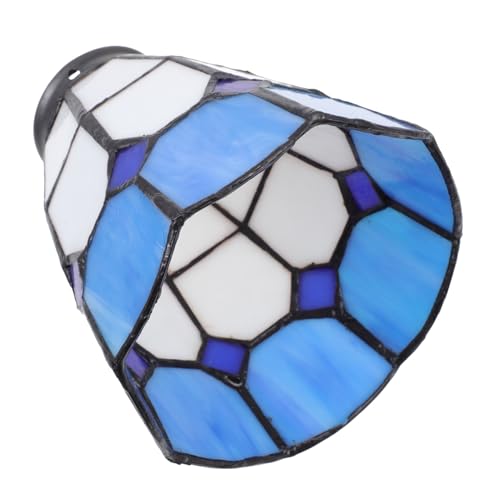 HAMPPLIES Dekorativer Glas Lampenschirm Mediterran Farbton Weiß Fassung Zubehör für Deckenleuchte Wandlampe Innenbereich Hochwertiges Glas Europäisches Design von HAMPPLIES