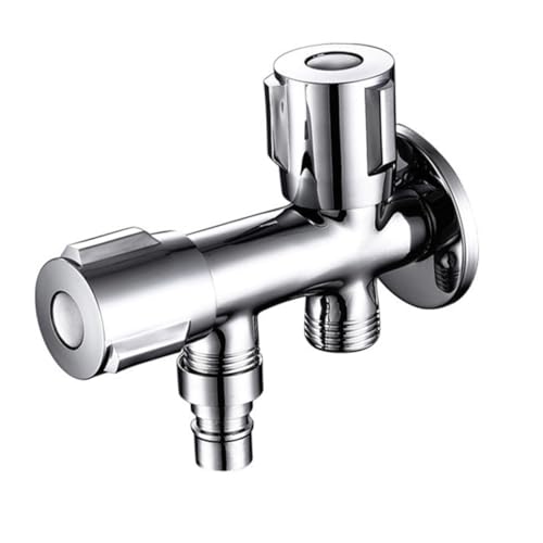HAMPPLIES Doppel Auslauf Wasserhahnventil Absperrventil für Waschmaschine Einfache Installation Kompakt Silberfarbener Wasserhahn mit Eingang Ausgängen Praktische Wassersteuerung von HAMPPLIES