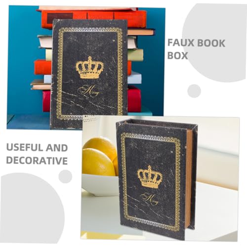 HAMPPLIES Europäische Vintage Holz Dekorative Buchbox Falsches Buch Aufbewahrungsbox Robust für Wohn Bürodekoration Stilvolle Aufbewahrung im Antikdesign von HAMPPLIES