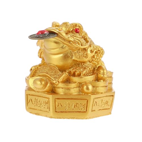 HAMPPLIES Feng Shui Goldene Kröte Skulptur Büro Dekoration aus Hochwertigem Verschleißfestem Harz Kompakte Multifunktionale Desktop Figur zur Wohnungsweihe von HAMPPLIES