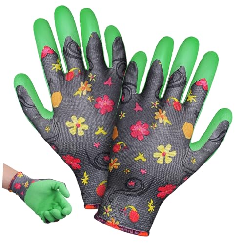 HAMPPLIES Gartenhandschuhe Arbeitshandschuhe aus Robustem Latex Elastisch Atmungsaktiv für Herren Damen Jugend Geeignet zum Pflanzen und Graben von HAMPPLIES