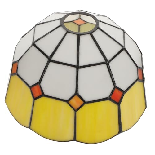 HAMPPLIES Gläserner Lampenschirm Ersatz für Moderne Decken und Wandleuchten Stained Glass Lampenschirm für Wohnzimmer Schlafzimmer und Cafés Gelb Weiße Farben von HAMPPLIES