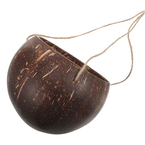 HAMPPLIES Hängender Blumentopf Aus Kokosnussschale Mit Seil Für Innen Und Außenbereich Pflanzgefäß Korb Moderne Wohndeko von HAMPPLIES