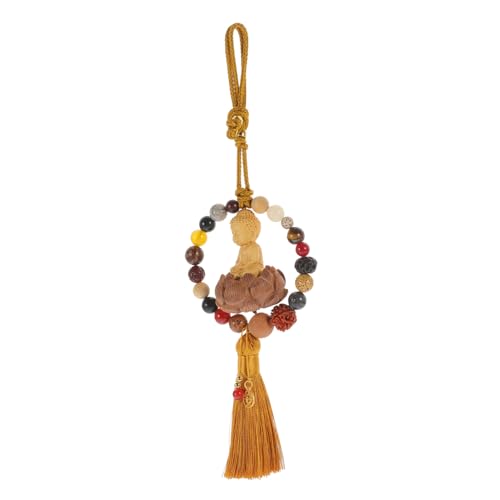HAMPPLIES Holz Buddha Statue Mit Lotusblume Für Und Auto-Dekoration Asiatisches Design Spirituelle Feng Shui Deko Inklusive Gelbem Tassel von HAMPPLIES