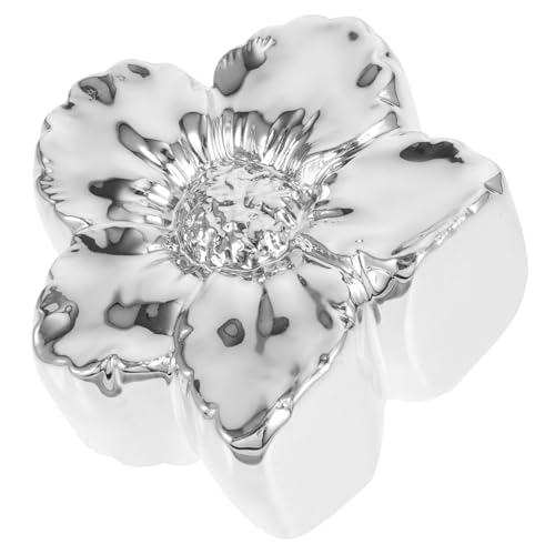 HAMPPLIES Keramik Blumenvase in Blumenform Silberne Desktop Dekoration Kleine Wasser und Trockenblumen Vase für Moderne Tisch und Wohnraumgestaltung von HAMPPLIES