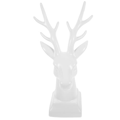 HAMPPLIES Keramik Hirschkopf Dekoration Weißer Hirschkopf Ornamente Kreatives Deer Head Adornment Für Weinregal Wohnzimmer Büro Deko Modern Nordic Stil von HAMPPLIES