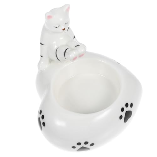 HAMPPLIES Katzen Teelichthalter Aus Keramik Verspielter Katzenkerzenständer Für Wohnzimmerdekoration Süßes Für Katzenliebhaber Charmante Tischdekoration Für Feste Und Anlässe von HAMPPLIES