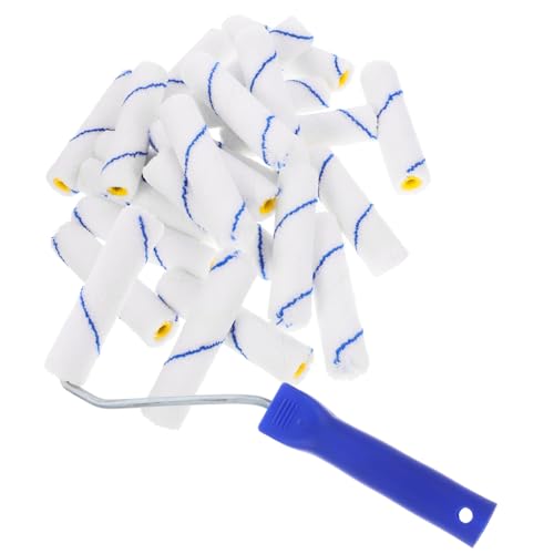 HAMPPLIES Kleiner Farbroller Teilig mit Blauen Farbwalzen und Blauem Rollgriff Chemiefasern Kunststoff Metall Langlebig Design für Wandfarben und Renovierungsarbeiten von HAMPPLIES