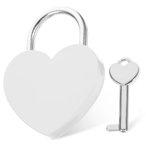 HAMPPLIES Kleines Herzschloss mit Schlüssel Romantisches Vorhängeschloss für Schmuckkästchen Koffer Tagebücher und Rucksäcke Elegantes Liebesschloss als Valentinstagsgeschenk Weiß HAMPPLIES Kleines Herzschloss mit Schlüssel Romantisches Vorhängeschloss für Schmuckkästchen Koffer Tagebücher und Rucksäcke Elegantes Liebesschloss als Valentinstagsgeschenk Weiß von HAMPPLIES