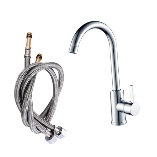 HAMPPLIES Küchenarmatur mit Schlauch Drehbarer Einhebel Wasserhahn für Waschbecken Heiß Kalt Mischbatterie Platzsparend und Langlebig Geeignet für Bad und Küche von HAMPPLIES