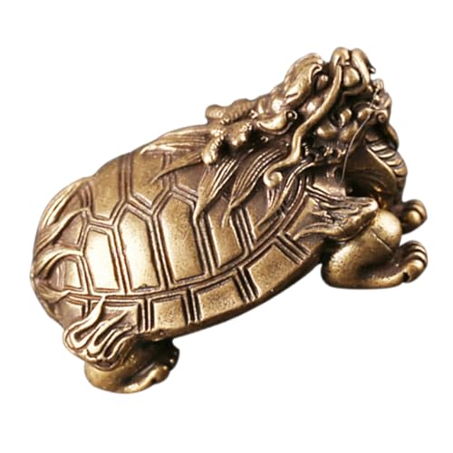 HAMPPLIES Kupfer Drachen schildkröten Ornament Handgefertigte Desktop deko Chinesisches Feng Shui Glückssymbol Lebensnahe Kunstfigur für Büro und Zuhause Dekoratives für Freunde und Familie von HAMPPLIES