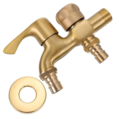 HAMPPLIES Kupfer Wasserhahn Dual Ausgang Schnellöffner Waschmaschine Wasserhahn für Heimgebrauch Langlebig Rostfrei Einfache Installation für Innen und Außenbereich von HAMPPLIES