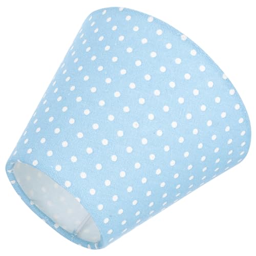 HAMPPLIES Lampenschirm aus Premium Stoff und Einfache Montage Runde Form Vielseitig für Steh und Nachttischlampen Langlebig und Pflegeleicht Modernes Design in Blau mit Punkte Muster von HAMPPLIES