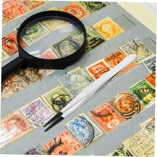 HAMPPLIES Lange Pinzette aus Rostfreiem Edelstahl mit Rutschfesten Gummispitzen Vielseitig für Basteln Münzhandhabung Wimpern Schmuck und Präzisionsarbeiten Kompakt Langlebig und Leicht von HAMPPLIES