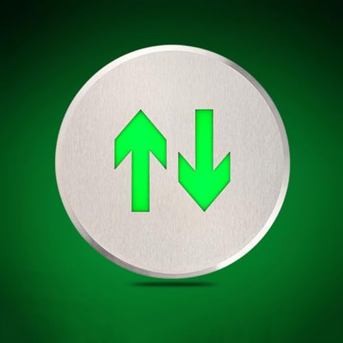 HAMPPLIES Langlebiges Edelstahl Notausgangsschild Doppelseitig Leuchtendes Fluchtwegsignal für Räume und Feuer notfälle Selbstleuchtendes Kabelloses Sicherheitszeichen mit Richtungsanzeiger von HAMPPLIES